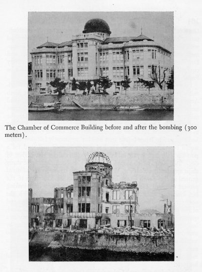被爆前の瀟洒な産業奨励館と被爆後の無残な原爆ドーム